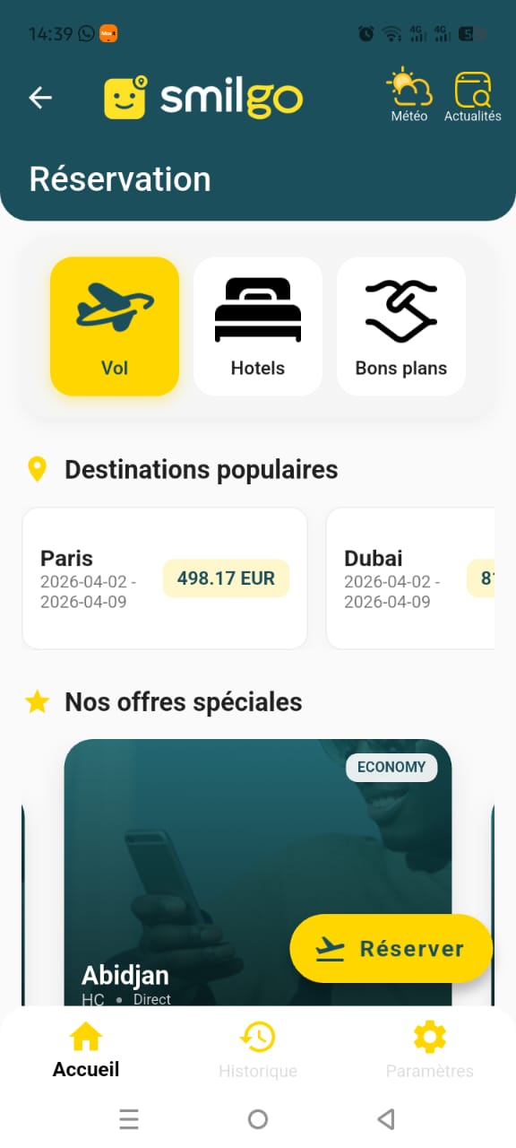 SmilGo - Reservation de vols